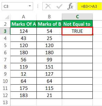Not Equal to Excel Method 1-1