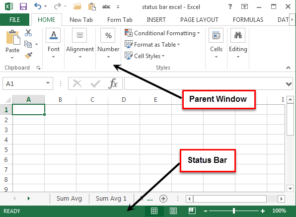 Parent window & status Bar