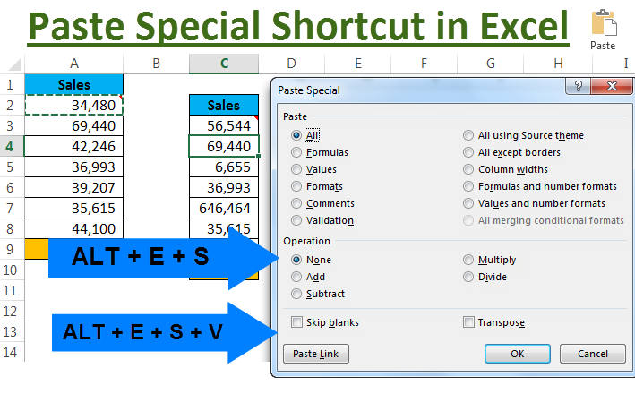Paste Special Shortcut in Excel