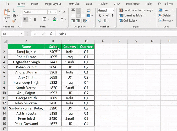Split in Excel Example 2-1