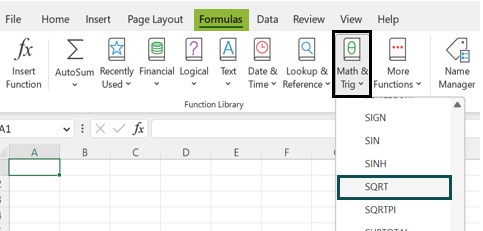 Square Root in excel - FAQ 2 - Math & Trig