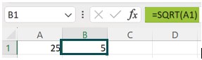 Square Root in excel Intro