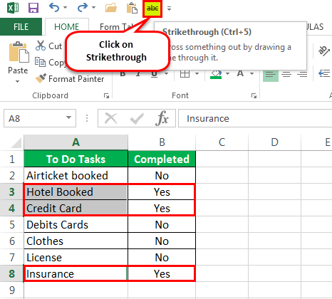 Strikethrough Shortcut Excel Method 2-4