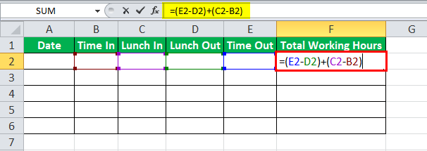 Time sheet in Excel example 1-1