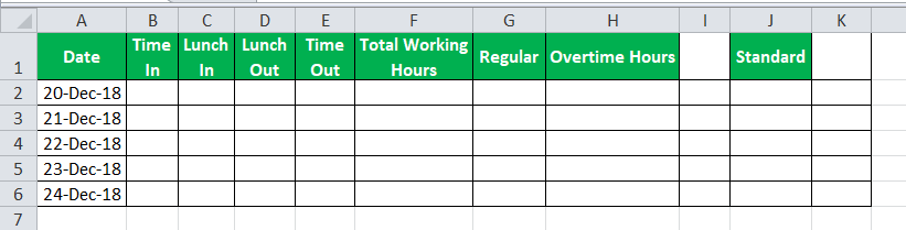 TimeSheet in Excel example 2