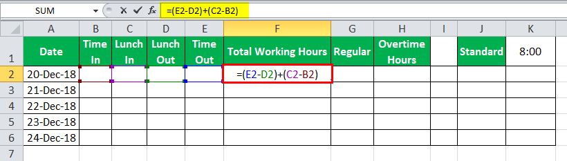 TimeSheet in Excel example 2