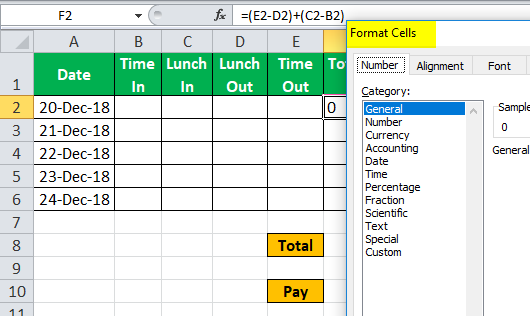 TimeSheet in Excel example 3