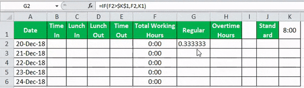 TimeSheet in Excel example 7