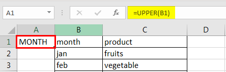 Upper case in Excel Example 1.5