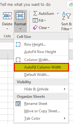 Autofit Height of rows and Columns Excel