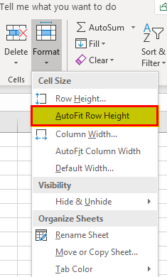 Autofit Height of Rows ans columns Excel