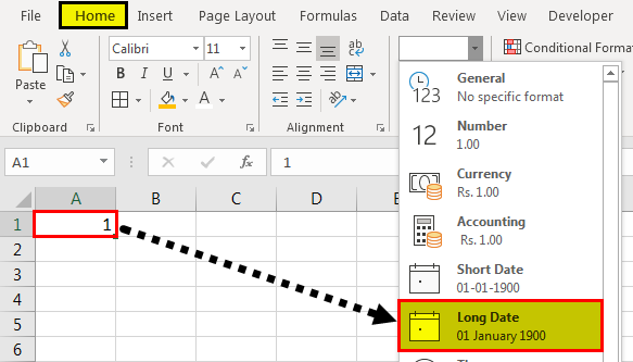 Excel Date Format Step 2