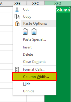 Increasing the Width of the Column