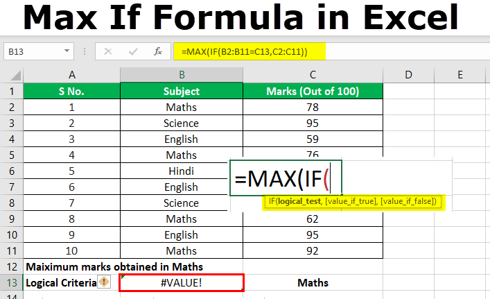 Max if formula in excel