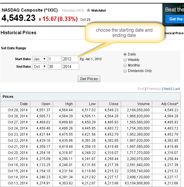 NASDAQ-Historical-Prices-Download