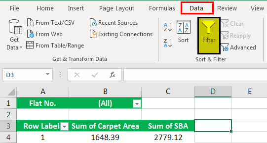 Pivot table Filter examplee 2.3