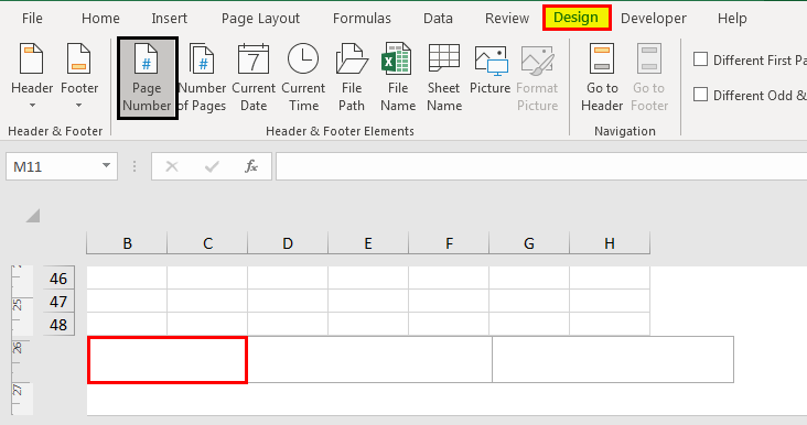 insert page number in excel example 1.4