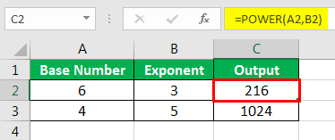 Exponents in Excel Examples 1-2