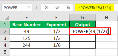 Exponents in Excel Examples 1-5