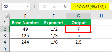 Exponents in Excel Examples 1-6