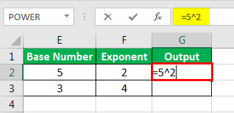 Exponents in Excel Examples 2-1