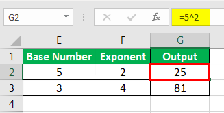 Exponents in Excel Examples 2-2