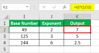 Exponents in Excel Examples 2-4