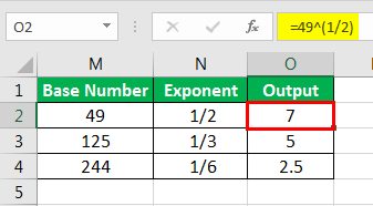 Exponents in Excel Examples 2-6
