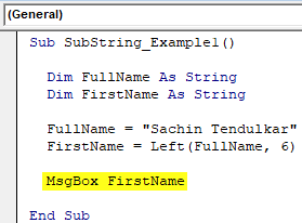 SubString VBA Example 1-5