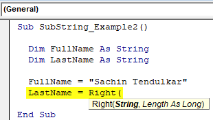 SubString VBA Example 2-2
