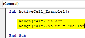 VBA Active Cell Example 1