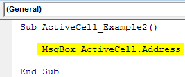 VBA Active Cell Example 2-1