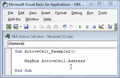 VBA Active Cell Example 2-2
