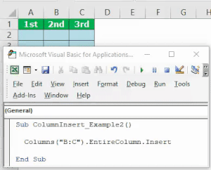 VBA Insert Columns | How to Insert Column in Excel Worksheet with VBA?