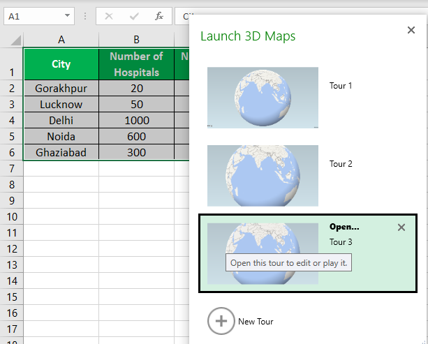 3D Maps Excel Example 1-3