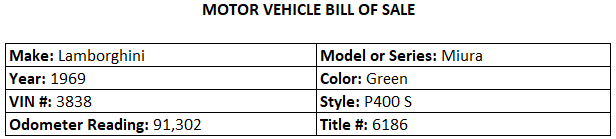 Bill of Sale Example 2