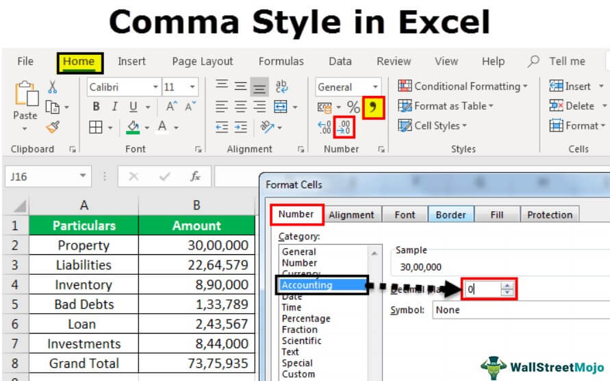 Comma Style in Excel