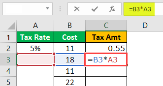 Dollar in Excel Example 1.3.1
