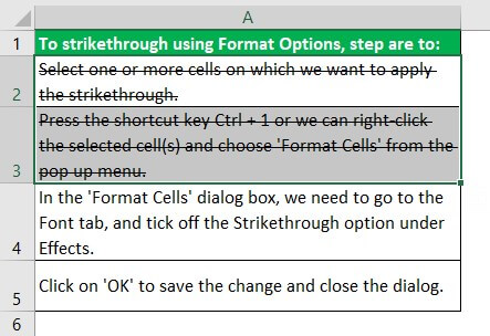 Strikethrough Format option Step 3