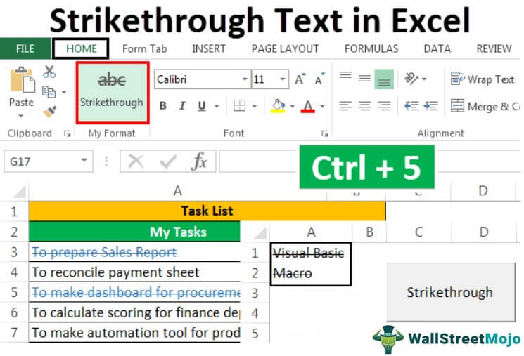 Strikethrough Text in Excel