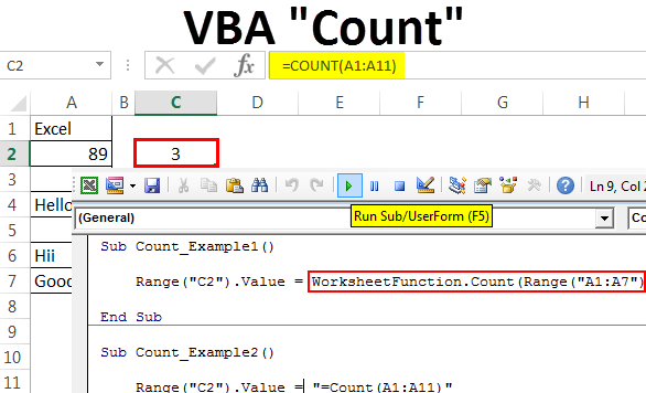 Vba Count Count Numerical Values Using Count Function In Excel Vba