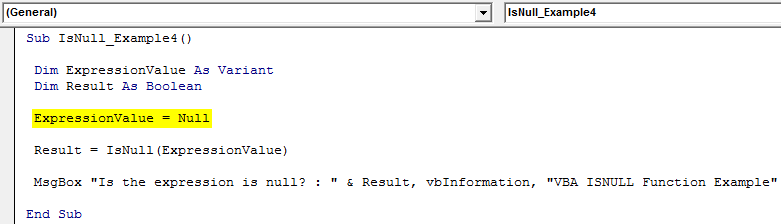 VBAISNULL Example 4