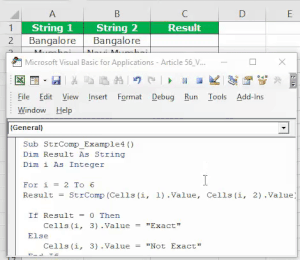 VBA StrComp | Compare Strings in VBA using StrComp Function