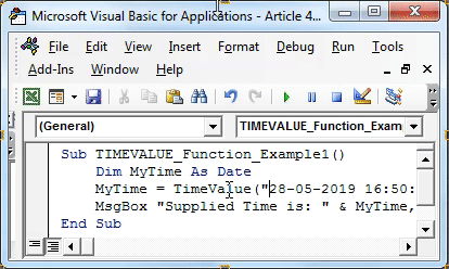 VBA TimeValue Example 1-1