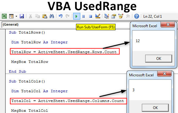VBA UsedRange | How to Find the Number of used Rows & Columns?