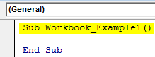 VBA Workbook Example 1