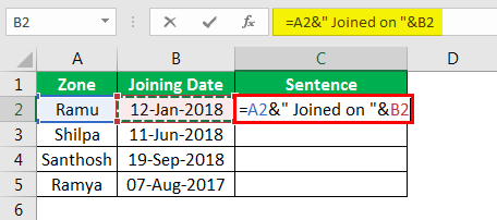 Concatenate Strings in Excel example 4.4
