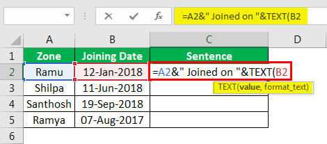 Concatenate Strings in Excel example 4.6