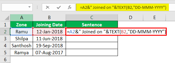Concatenate Strings in Excel example 4.7