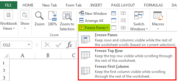 Freeze Cells in Excel Ex. 1.4